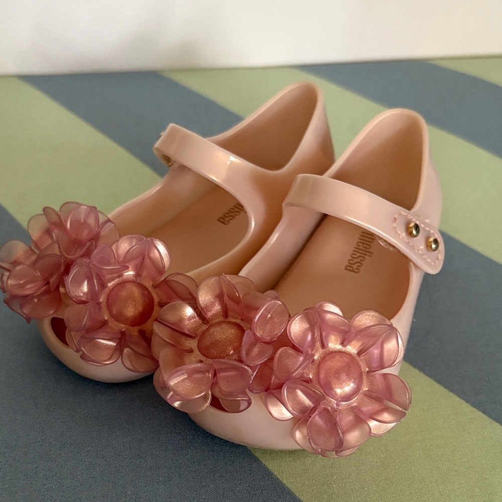 Mini Melissa Blush Pink Floral Dress Shoes